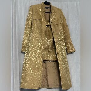 Anne Klein - Gold Tailored Trench and Skirt Suit set